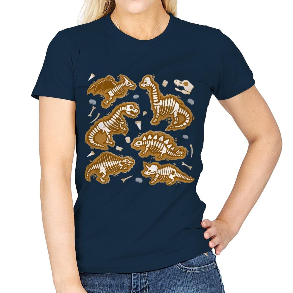 Dinosaur Fossils - Womens T-Shirts RIPT Apparel Small / Navy