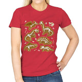 Dinosaur Fossils - Womens T-Shirts RIPT Apparel Small / Red