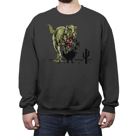 Dinosaur Offline - Crew Neck Sweatshirt Crew Neck Sweatshirt RIPT Apparel Small / Charcoal