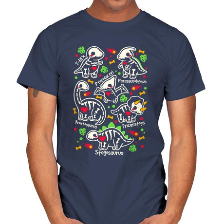 Dinosaurs skeletons - Mens T-Shirts RIPT Apparel Small / Navy