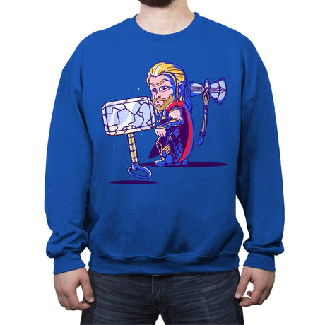 Distracted God - Crew Neck Sweatshirt Crew Neck Sweatshirt RIPT Apparel Small / Royal