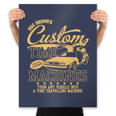 Doc Brown's Custom Time Machines - Prints Posters RIPT Apparel 18x24 / Navy