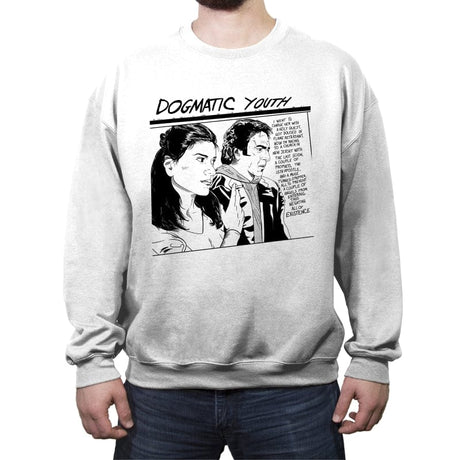 Dogmatic Youth - Crew Neck Sweatshirt Crew Neck Sweatshirt RIPT Apparel Small / White