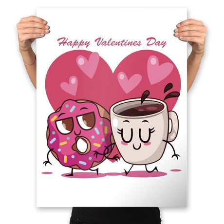 Donut and Coffee Love - Prints Posters RIPT Apparel 18x24 / White