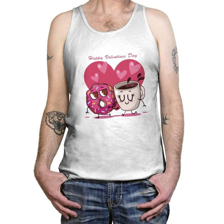 Donut and Coffee Love - Tanktop Tanktop RIPT Apparel X-Small / White