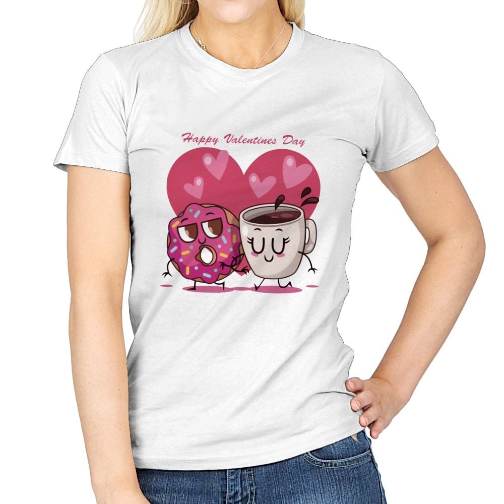 Donut and Coffee Love - Womens T-Shirts RIPT Apparel Small / White