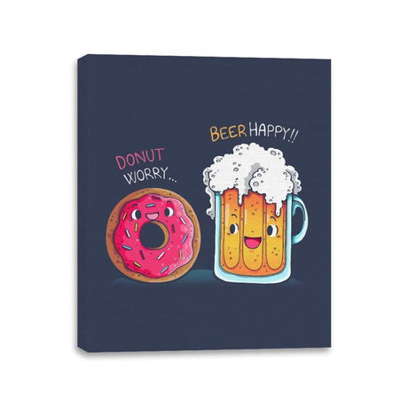 Donut Worry...Beer Happy!! - Canvas Wraps Canvas Wraps RIPT Apparel 11x14 / Navy