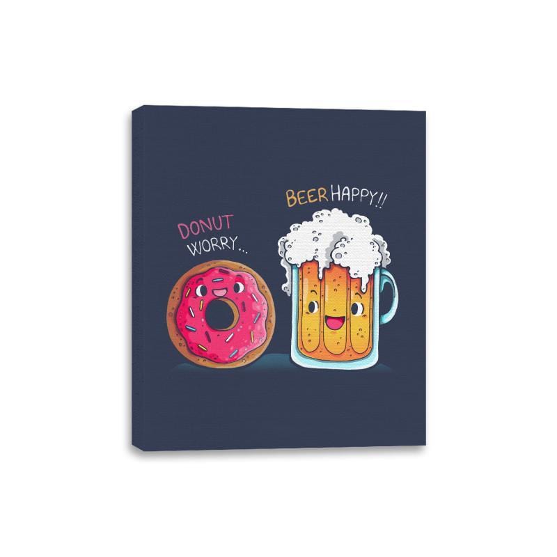 Donut Worry...Beer Happy!! - Canvas Wraps Canvas Wraps RIPT Apparel 8x10 / Navy