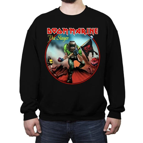 Doom Marine Cover - Crew Neck Sweatshirt Crew Neck Sweatshirt RIPT Apparel