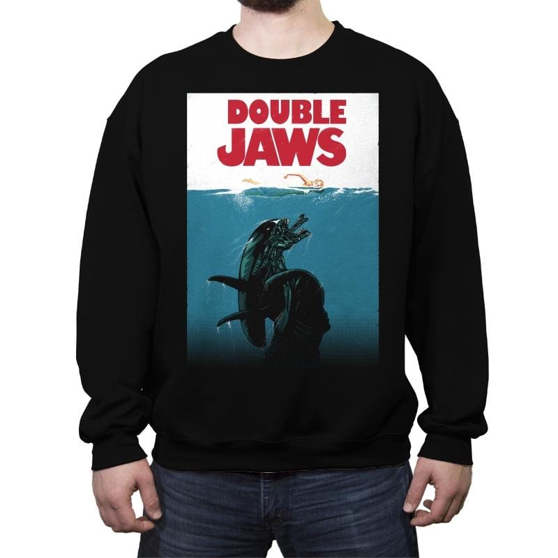 Double Jaws - Crew Neck Sweatshirt Crew Neck Sweatshirt RIPT Apparel Small / Black