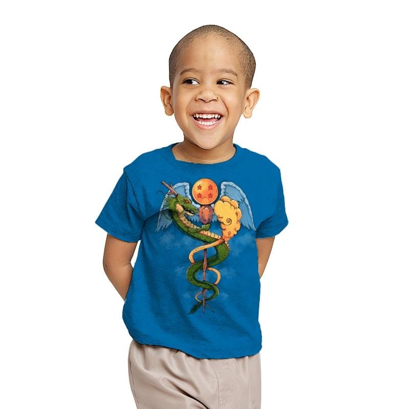 Dragon Caduceus - Youth T-Shirts RIPT Apparel X-small / Sapphire