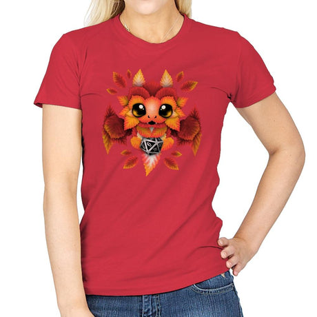 Dragon of Leaves - Womens T-Shirts RIPT Apparel Small / Red