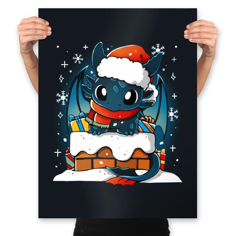 Dragon Santa Claus - Prints Posters RIPT Apparel 18x24 / Black