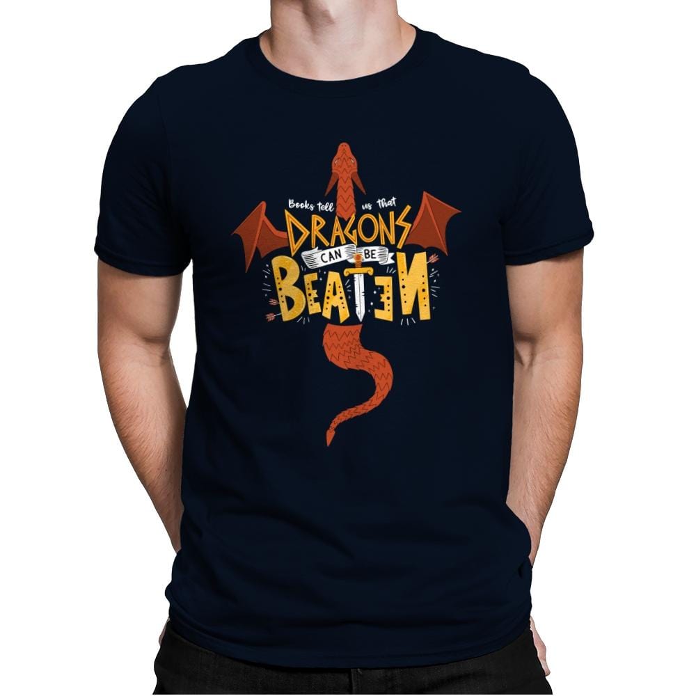 Dragons Can Be Beaten - Mens Premium T-Shirts RIPT Apparel Small / Midnight Navy