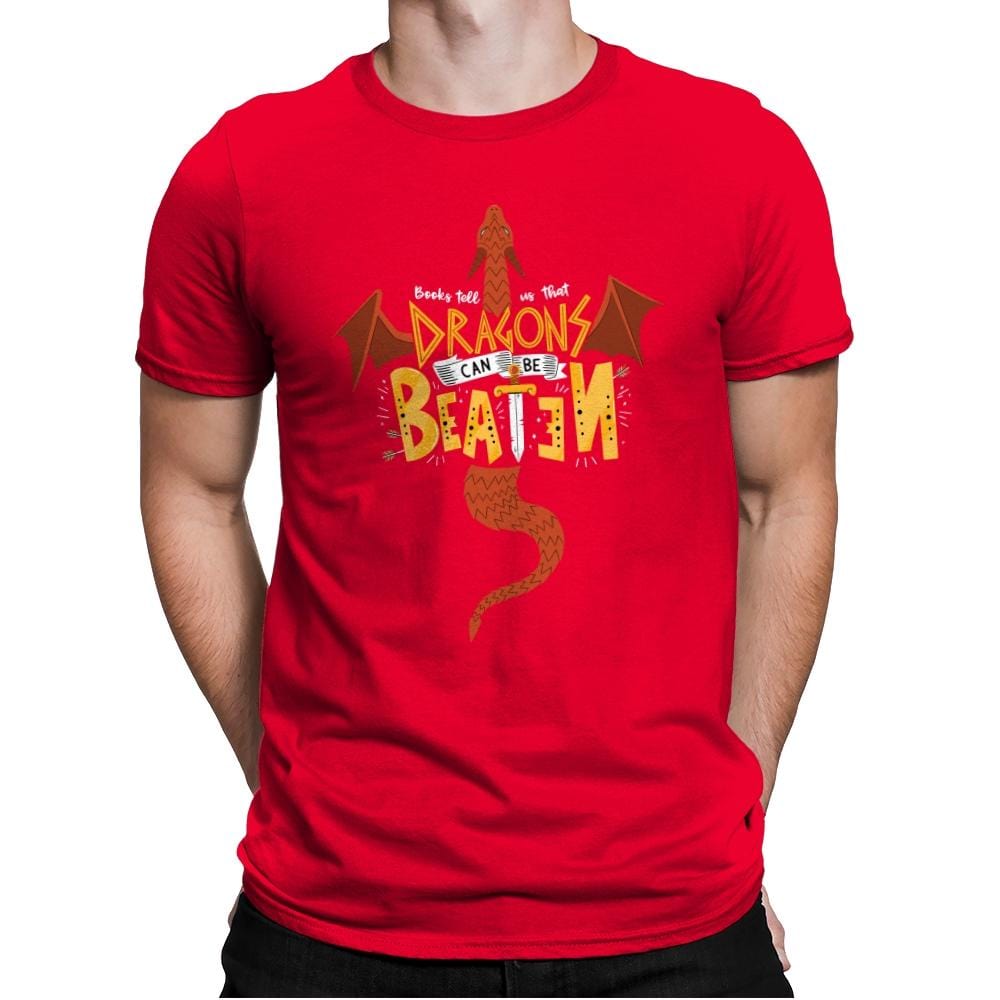 Dragons Can Be Beaten - Mens Premium T-Shirts RIPT Apparel Small / Red