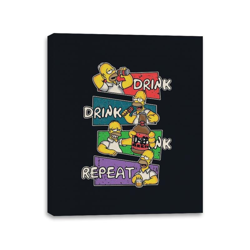 Drink Drink Drink Repeat - Canvas Wraps Canvas Wraps RIPT Apparel 11x14 / Black