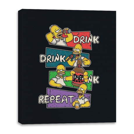 Drink Drink Drink Repeat - Canvas Wraps Canvas Wraps RIPT Apparel 16x20 / Black