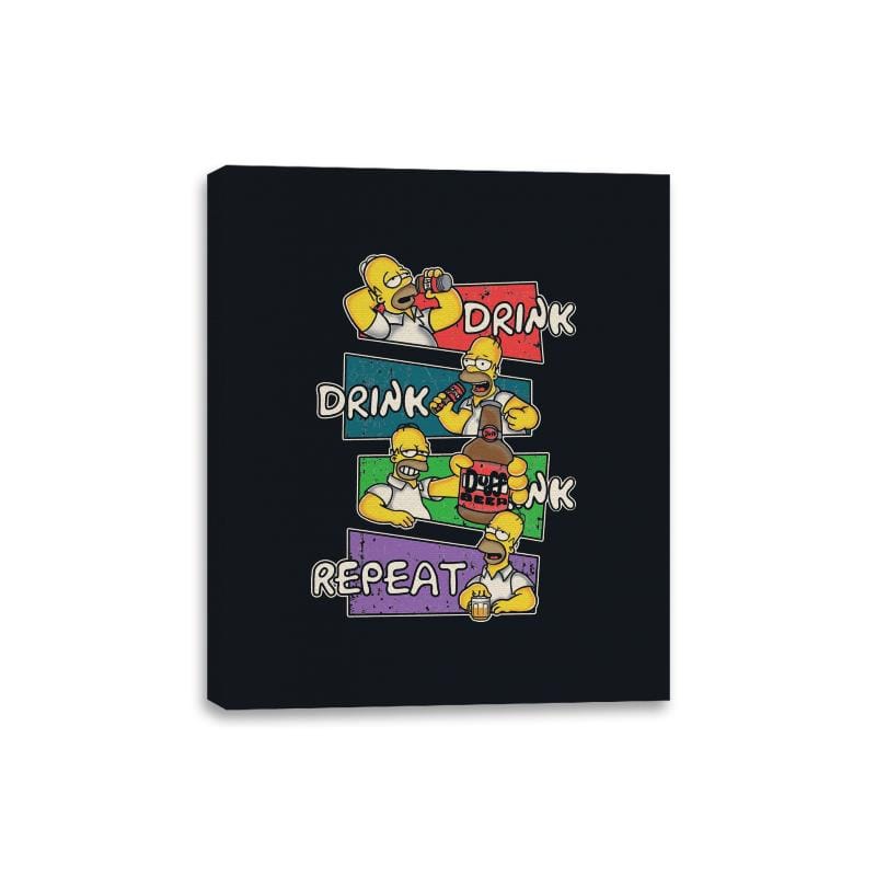 Drink Drink Drink Repeat - Canvas Wraps Canvas Wraps RIPT Apparel 8x10 / Black