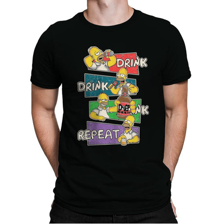 Drink Drink Drink Repeat - Mens Premium T-Shirts RIPT Apparel Small / Black