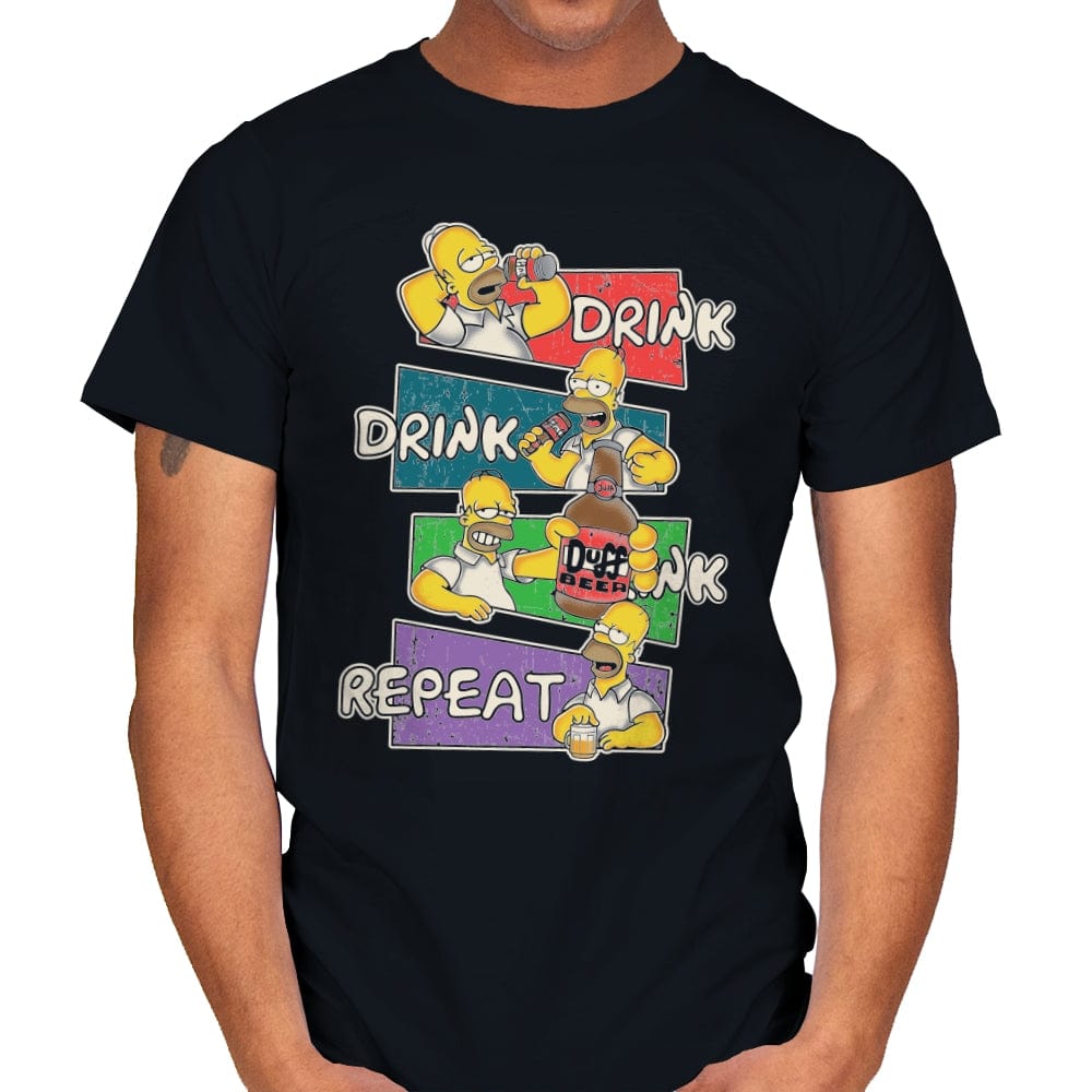 Drink Drink Drink Repeat - Mens T-Shirts RIPT Apparel Small / Black