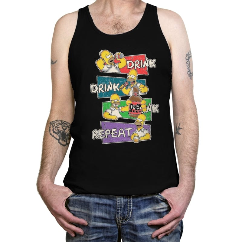 Drink Drink Drink Repeat - Tanktop Tanktop RIPT Apparel X-Small / Black