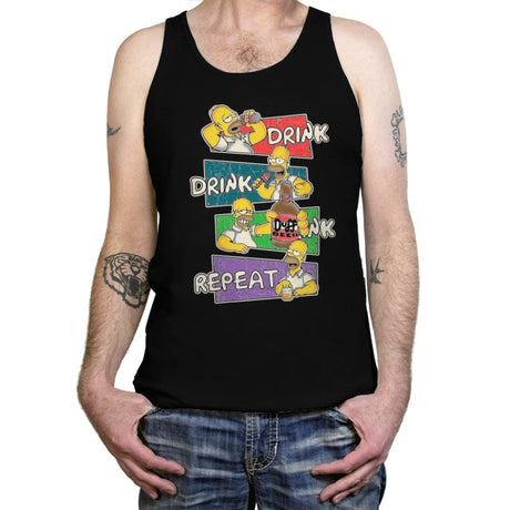 Drink Drink Drink Repeat - Tanktop Tanktop RIPT Apparel X-Small / Black