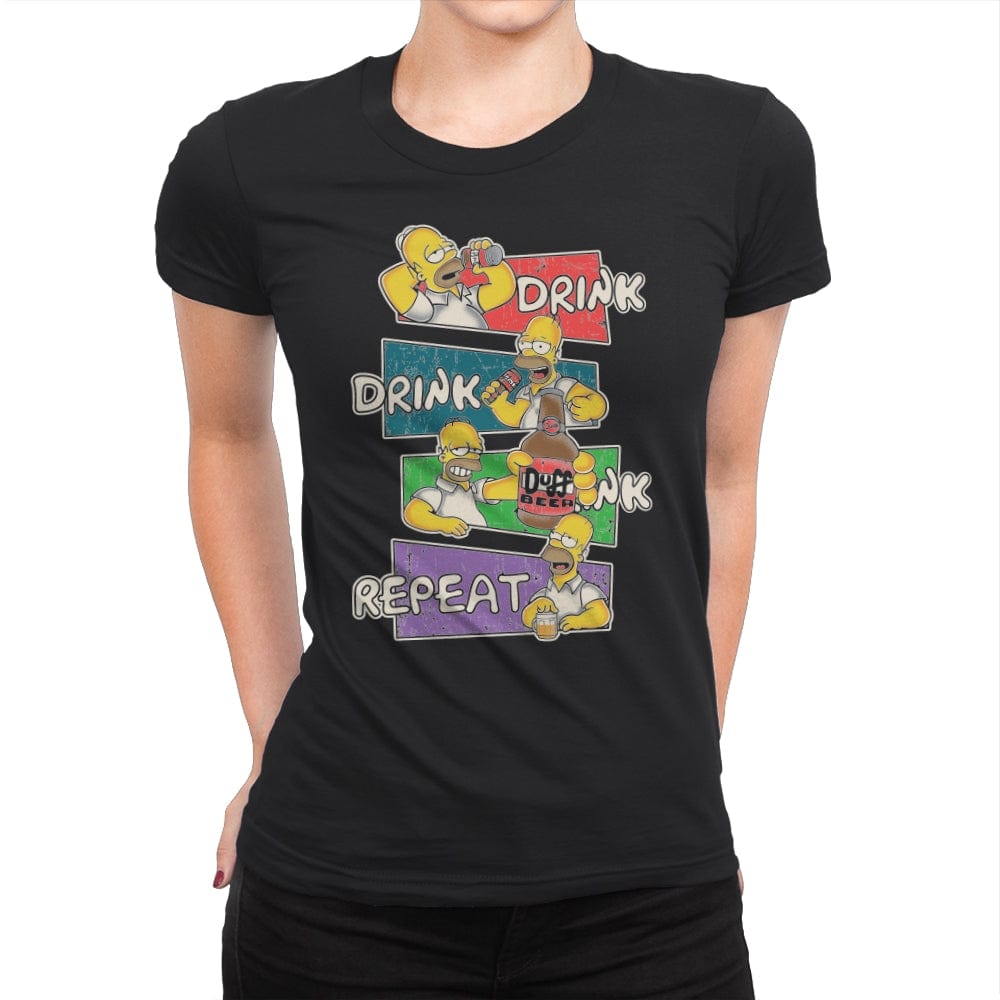 Drink Drink Drink Repeat - Womens Premium T-Shirts RIPT Apparel Small / Black