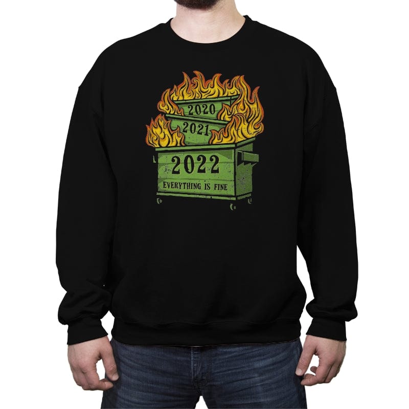 Dumpster Fire 2022 - Crew Neck Sweatshirt Crew Neck Sweatshirt RIPT Apparel Small / Black