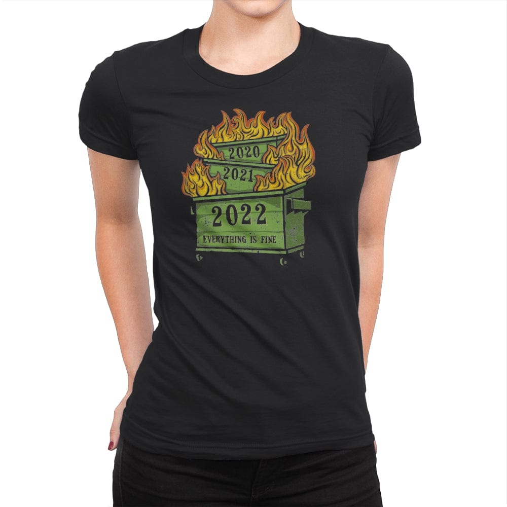 Dumpster Fire 2022 - Womens Premium T-Shirts RIPT Apparel Small / Black