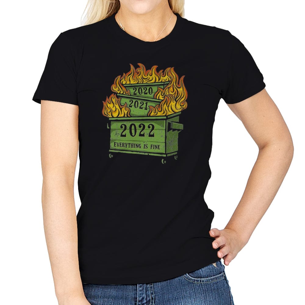 Dumpster Fire 2022 - Womens T-Shirts RIPT Apparel Small / Black