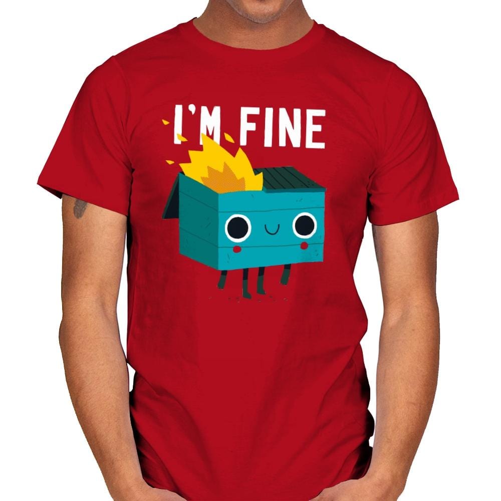 Dumpster Is Fine - Mens T-Shirts RIPT Apparel Small / Red