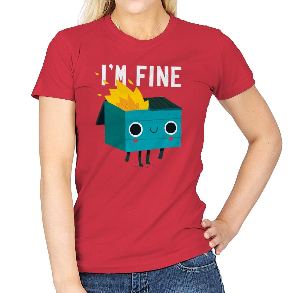 Dumpster Is Fine - Womens T-Shirts RIPT Apparel Small / Red