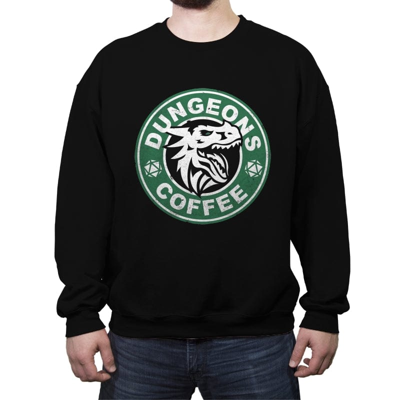 Dungeons Coffee - Crew Neck Sweatshirt Crew Neck Sweatshirt RIPT Apparel Small / Black