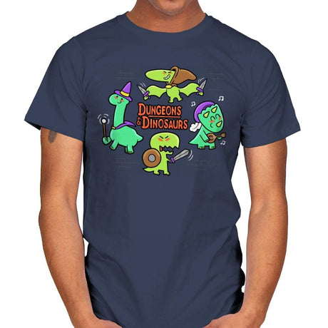 Dungeons & Dinosaurs - Mens T-Shirts RIPT Apparel Small / Navy