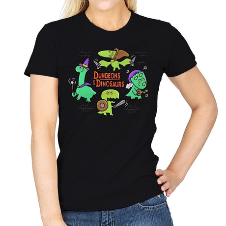 Dungeons & Dinosaurs - Womens T-Shirts RIPT Apparel Small / Black