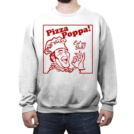 Eat my Pizza Balls - Crew Neck Sweatshirt Crew Neck Sweatshirt RIPT Apparel Small / White