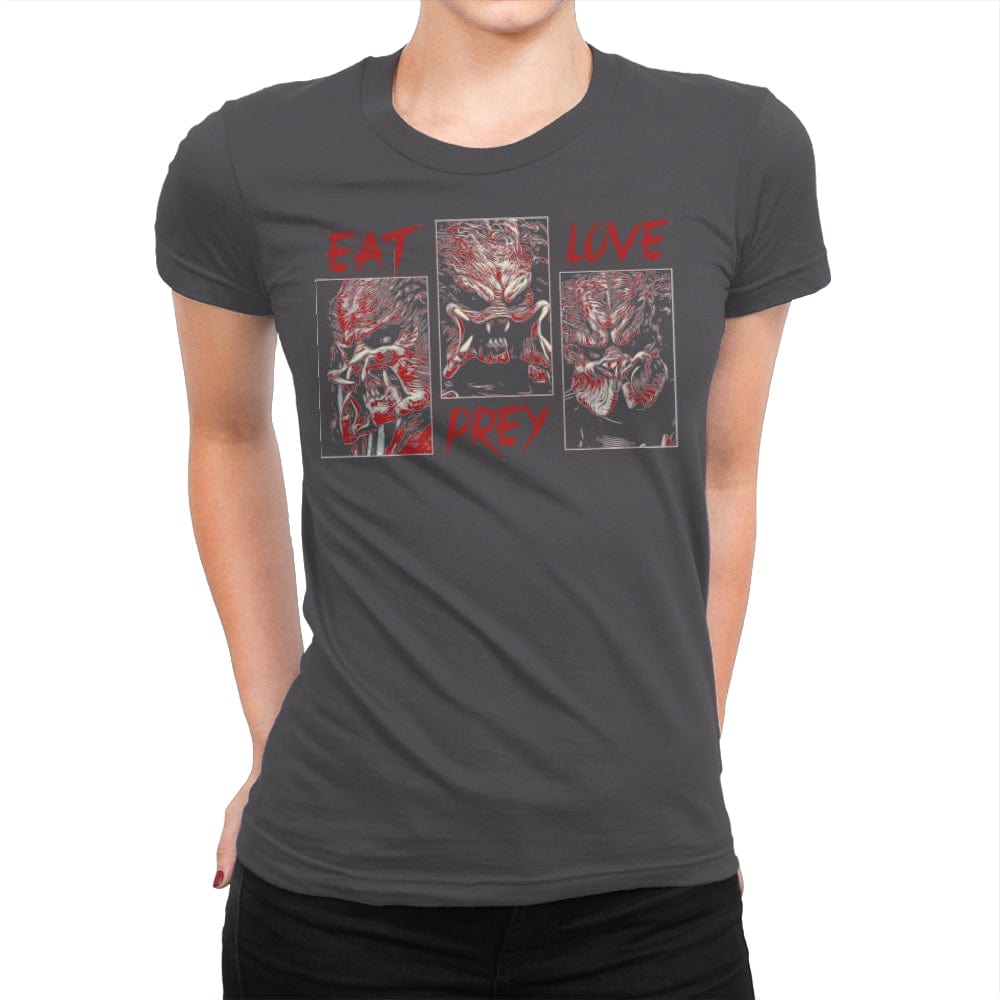 Eat, Prey, Love - Best Seller - Womens Premium T-Shirts RIPT Apparel Small / Heavy Metal