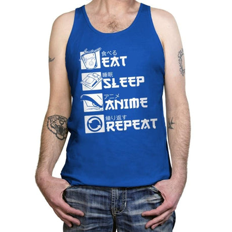 Eat, Sleep, Anime - Tanktop Tanktop RIPT Apparel X-Small / True Royal