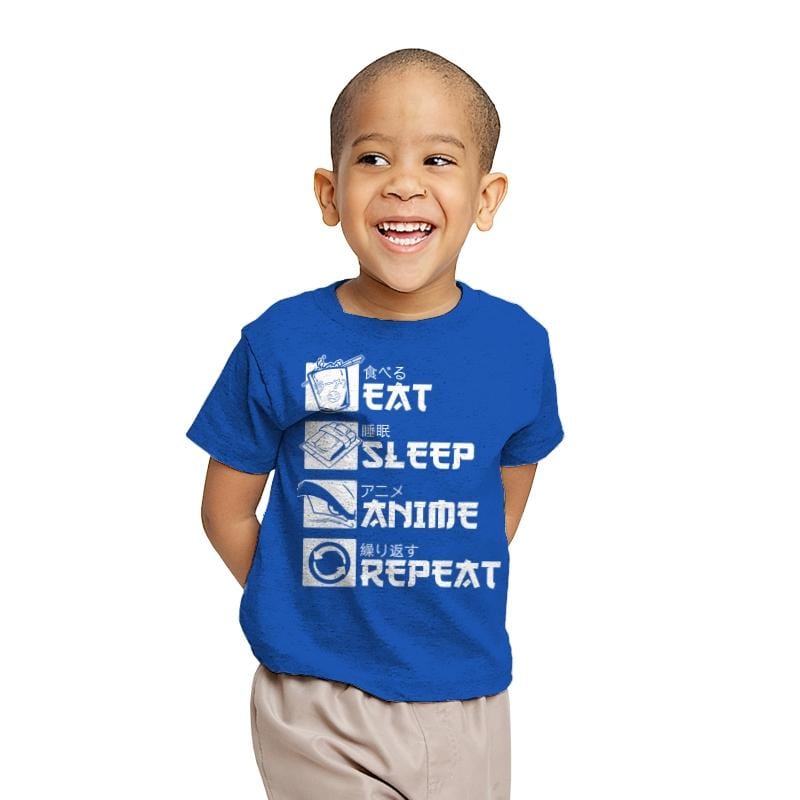 Eat, Sleep, Anime - Youth T-Shirts RIPT Apparel X-small / Royal