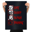 Eat, Sleep, Slash... - Prints Posters RIPT Apparel 18x24 / Black