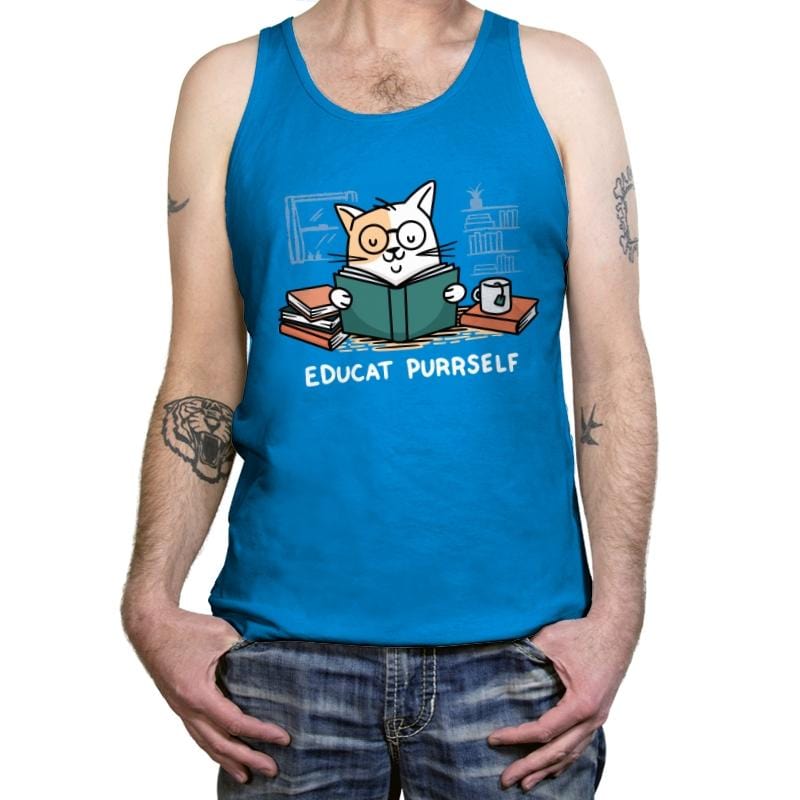 Educat Purrself - Tanktop Tanktop RIPT Apparel X-Small / Teal