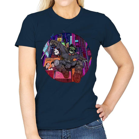 Elderly Mutant Ronin Turtle - Womens T-Shirts RIPT Apparel Small / Navy