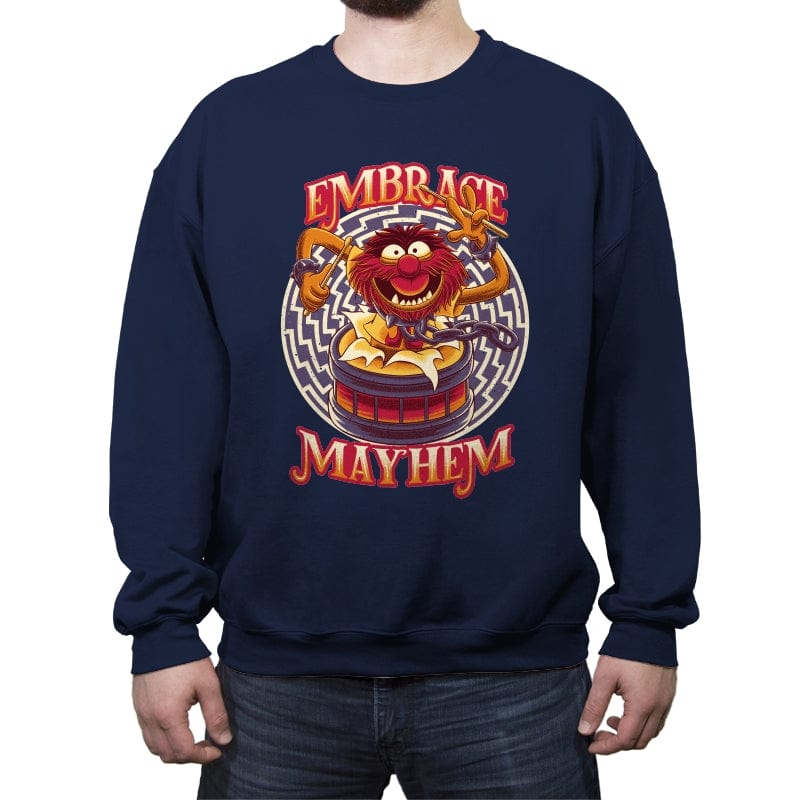 Embrace Mayhem - Crew Neck Sweatshirt Crew Neck Sweatshirt RIPT Apparel Small / Navy