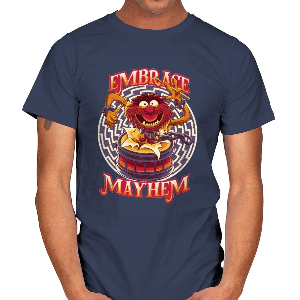 Embrace Mayhem - Mens T-Shirts RIPT Apparel Small / Navy