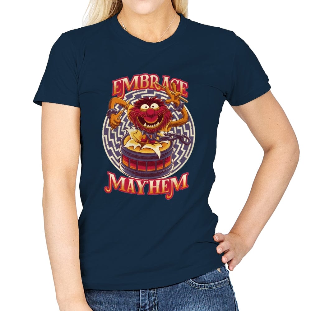 Embrace Mayhem - Womens T-Shirts RIPT Apparel Small / Navy