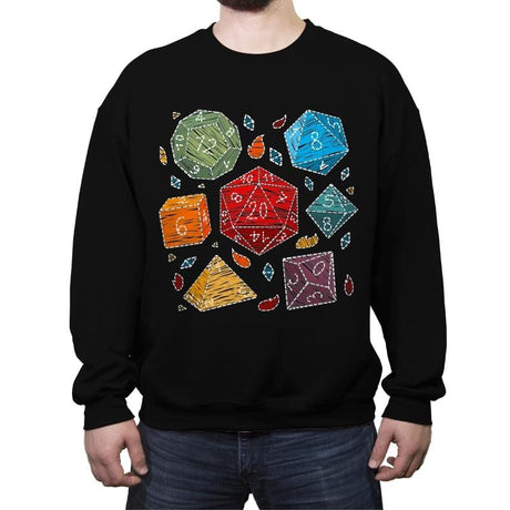 Embroidery Dice - Crew Neck Sweatshirt Crew Neck Sweatshirt RIPT Apparel Small / Black