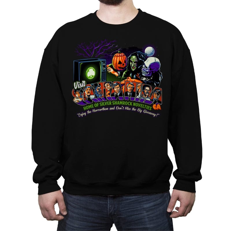 Enjoy the Horrorthon! - Crew Neck Sweatshirt Crew Neck Sweatshirt RIPT Apparel Small / Black