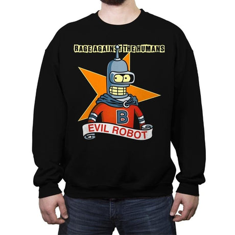 Evil Robot - Crew Neck Sweatshirt Crew Neck Sweatshirt RIPT Apparel Small / Black