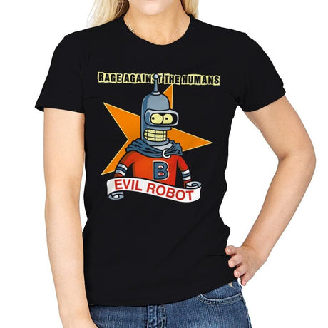 Evil Robot - Womens T-Shirts RIPT Apparel Small / Black