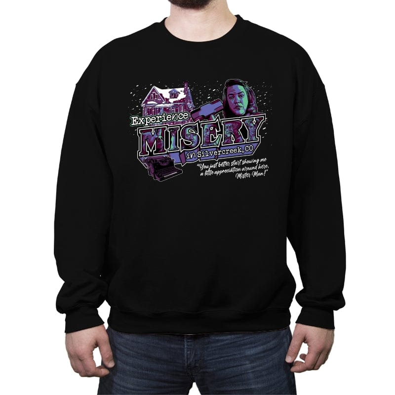 Experience Misery in Silvercreek - Crew Neck Sweatshirt Crew Neck Sweatshirt RIPT Apparel Small / Black